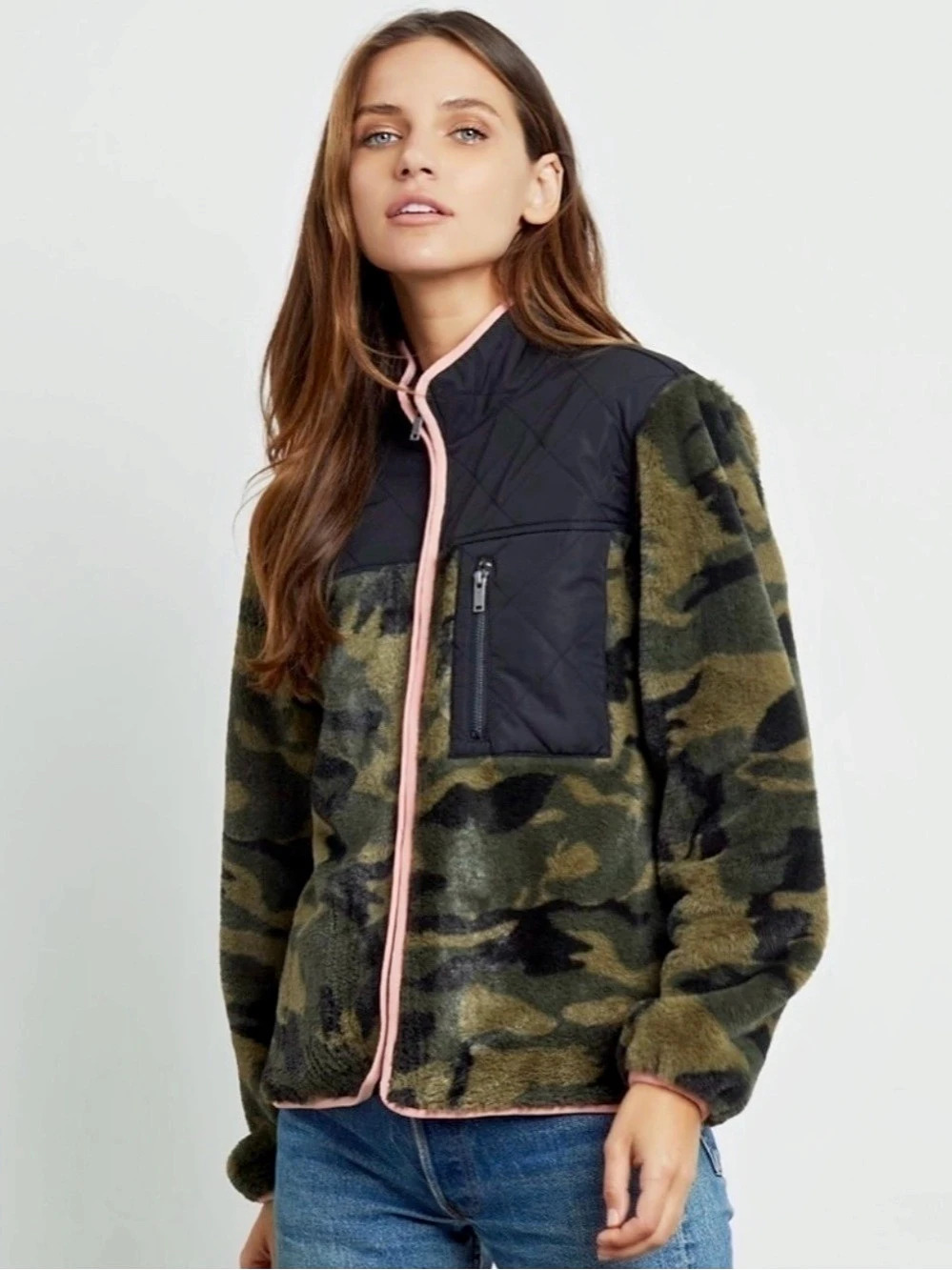 Revolve Rails Wesley Jacket Camo Fleece Zip Up Plush Camouflage Size Medium